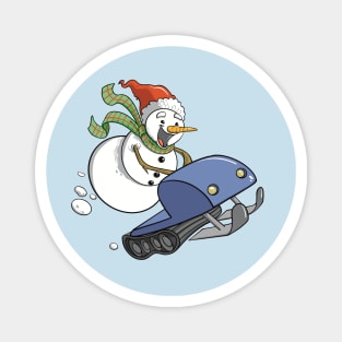 Snowman on Snowmobile Magnet